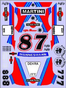 1/24 Scale Decals Alfa Romeo Martini DTM Logos, Numbers, Lettering & Racing Stripes