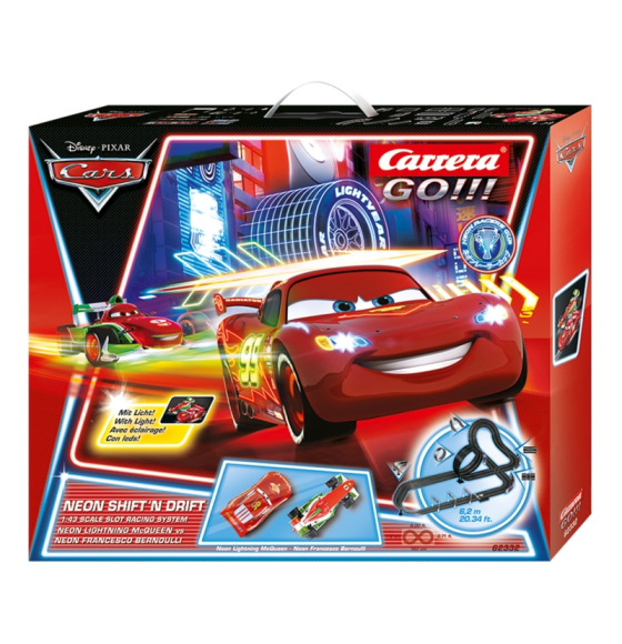 Carrera 62332 Disney/Pixar Cars -Neon Shift'n Drift Set, GO!!! 1/43 w/lights